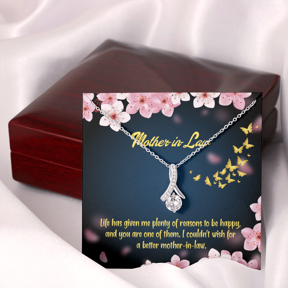 To My Mother-in-Law Plenty of Reasons Alluring Ribbon Necklace Message Card-Express Your Love Gifts