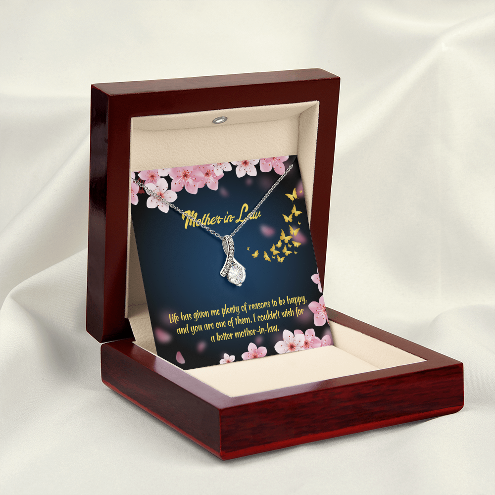 To My Mother-in-Law Plenty of Reasons Alluring Ribbon Necklace Message Card-Express Your Love Gifts