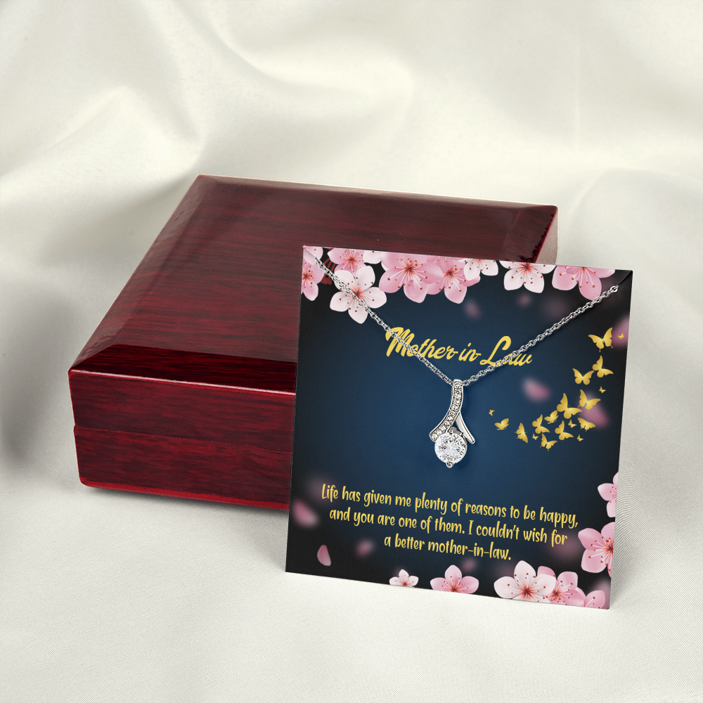 To My Mother-in-Law Plenty of Reasons Alluring Ribbon Necklace Message Card-Express Your Love Gifts