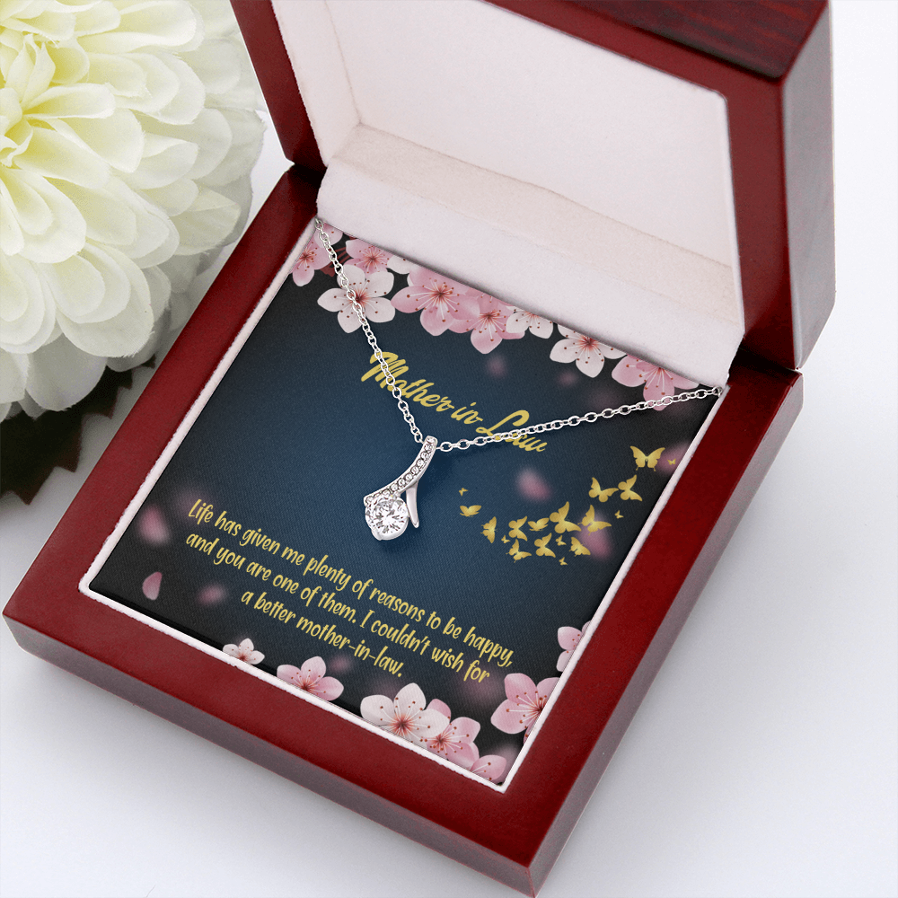 To My Mother-in-Law Plenty of Reasons Alluring Ribbon Necklace Message Card-Express Your Love Gifts