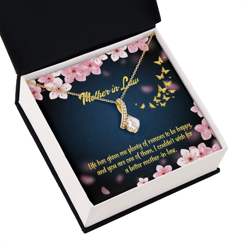 To My Mother-in-Law Plenty of Reasons Alluring Ribbon Necklace Message Card-Express Your Love Gifts