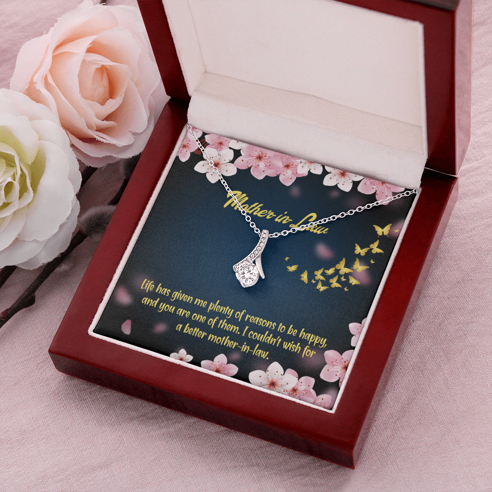 To My Mother-in-Law Plenty of Reasons Alluring Ribbon Necklace Message Card-Express Your Love Gifts