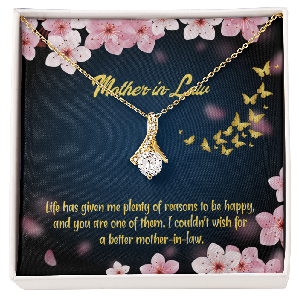 To My Mother-in-Law Plenty of Reasons Alluring Ribbon Necklace Message Card-Express Your Love Gifts