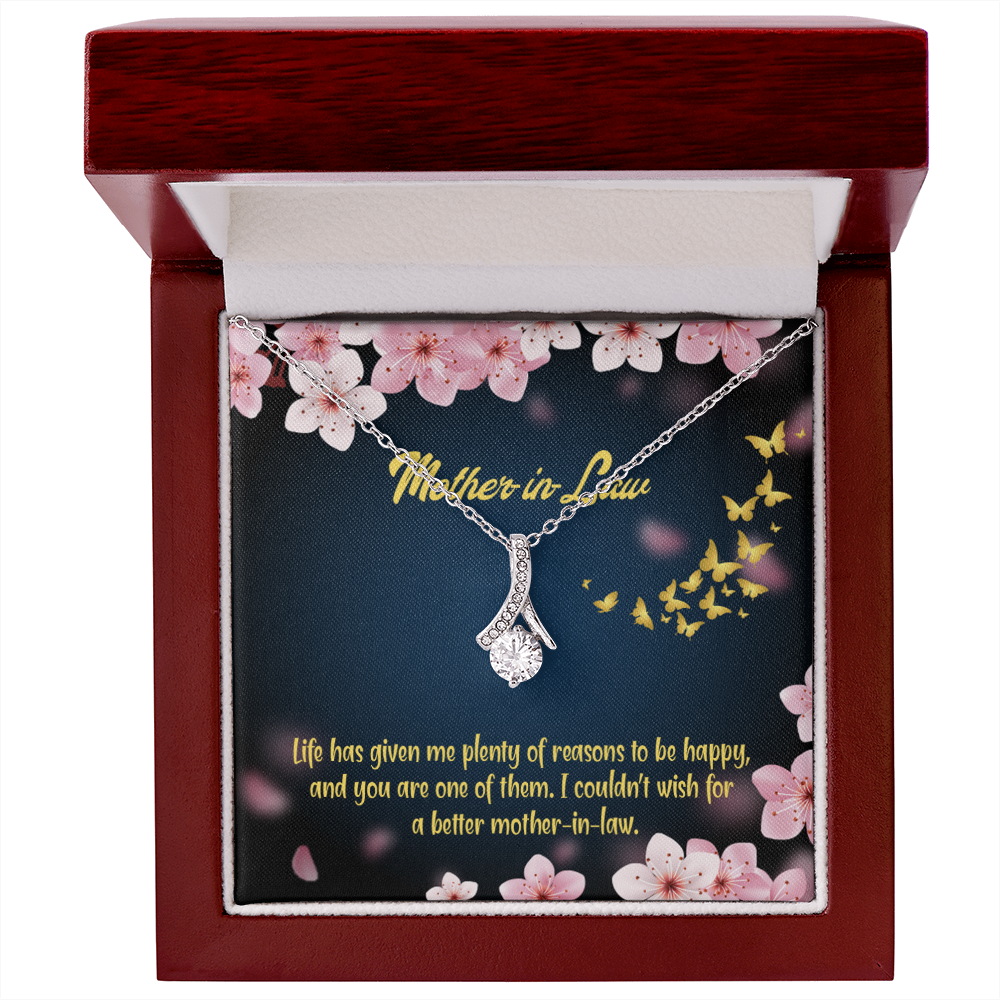 To My Mother-in-Law Plenty of Reasons Alluring Ribbon Necklace Message Card-Express Your Love Gifts