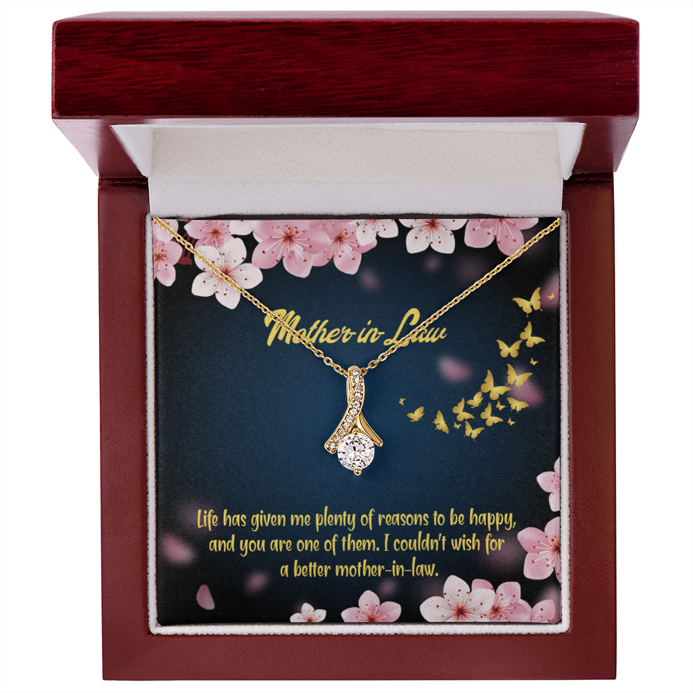 To My Mother-in-Law Plenty of Reasons Alluring Ribbon Necklace Message Card-Express Your Love Gifts