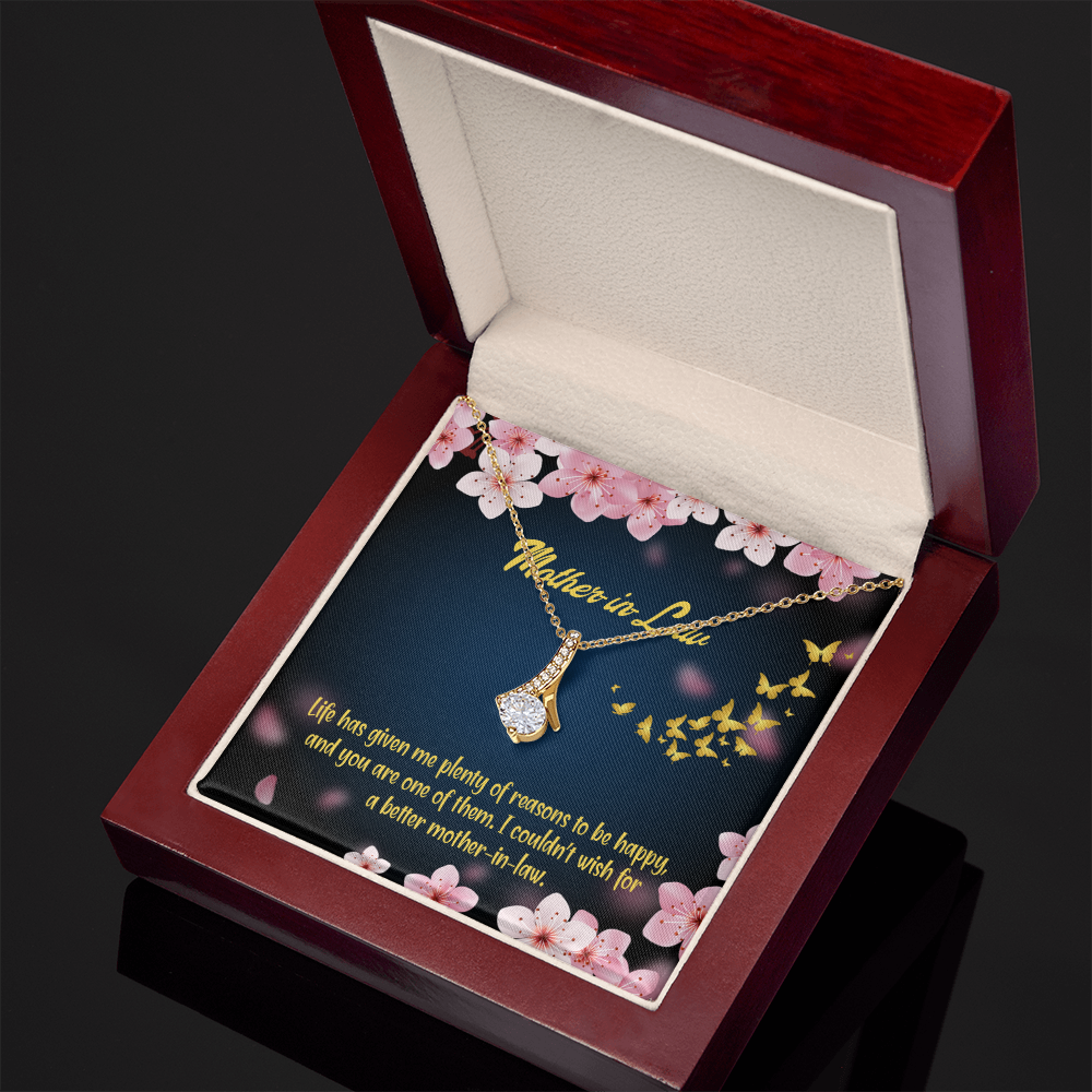 To My Mother-in-Law Plenty of Reasons Alluring Ribbon Necklace Message Card-Express Your Love Gifts