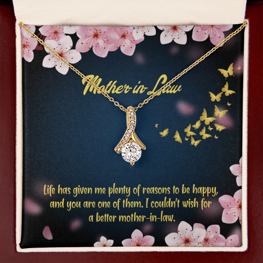 To My Mother-in-Law Plenty of Reasons Alluring Ribbon Necklace Message Card-Express Your Love Gifts