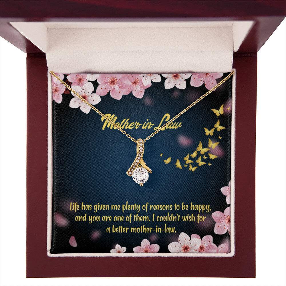 To My Mother-in-Law Plenty of Reasons Alluring Ribbon Necklace Message Card-Express Your Love Gifts