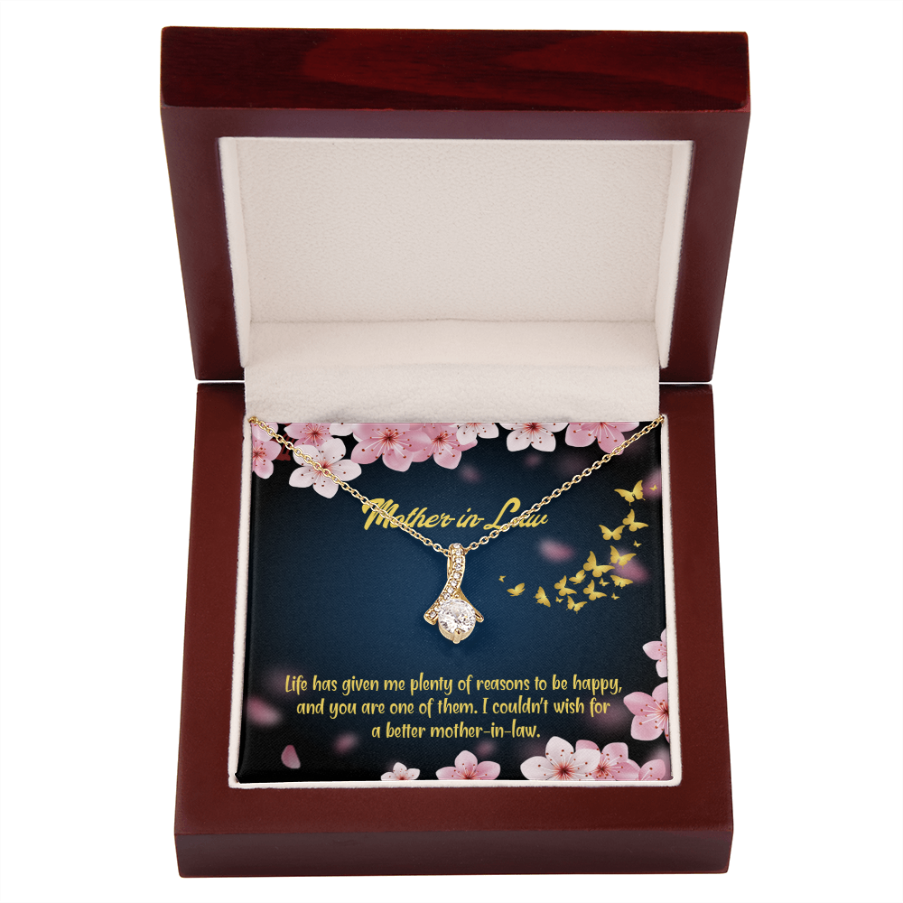 To My Mother-in-Law Plenty of Reasons Alluring Ribbon Necklace Message Card-Express Your Love Gifts