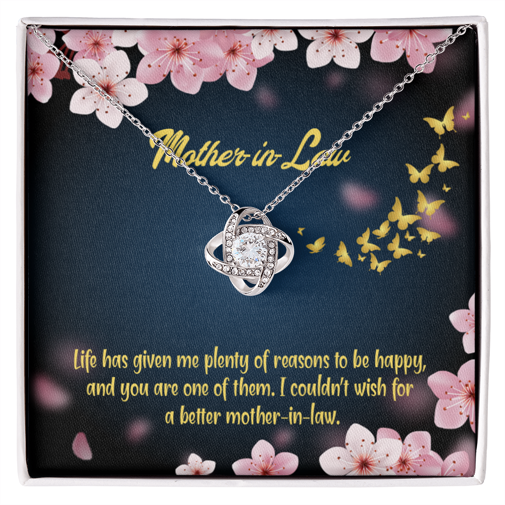 To My Mother-in-Law Plenty of Reasons Infinity Knot Necklace Message Card-Express Your Love Gifts