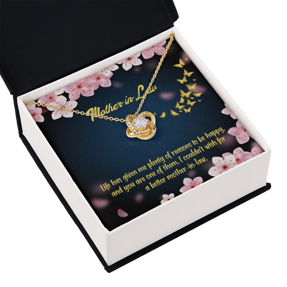 To My Mother-in-Law Plenty of Reasons Infinity Knot Necklace Message Card-Express Your Love Gifts