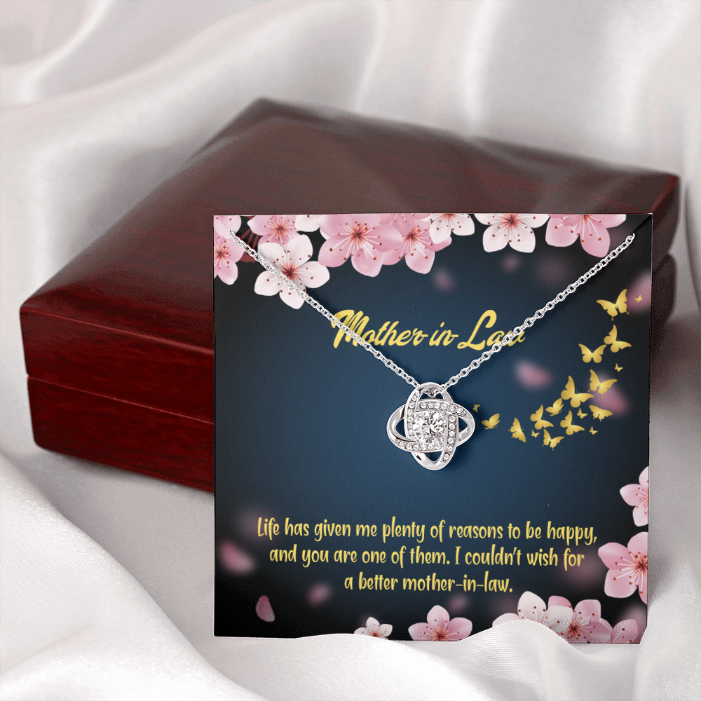 To My Mother-in-Law Plenty of Reasons Infinity Knot Necklace Message Card-Express Your Love Gifts