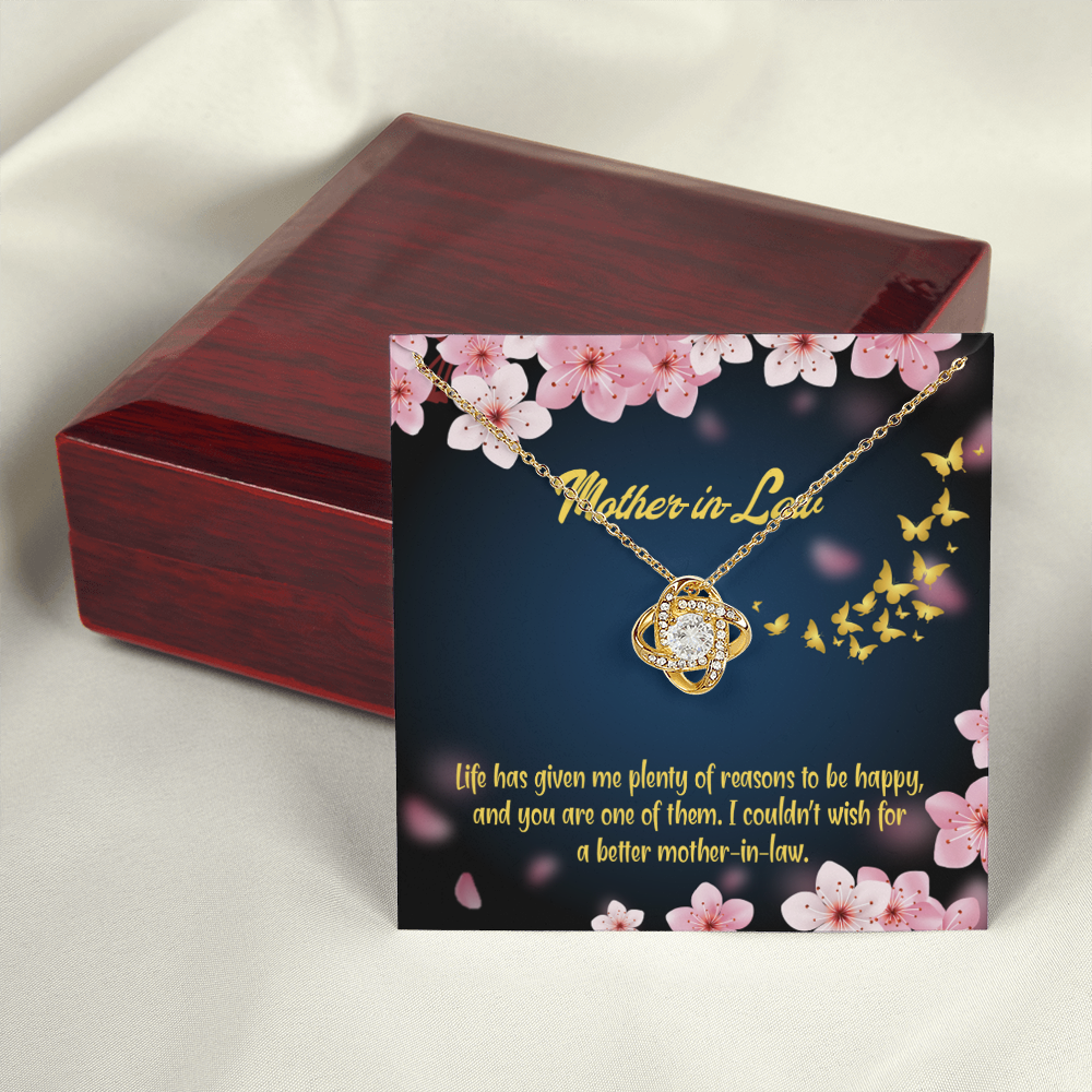 To My Mother-in-Law Plenty of Reasons Infinity Knot Necklace Message Card-Express Your Love Gifts