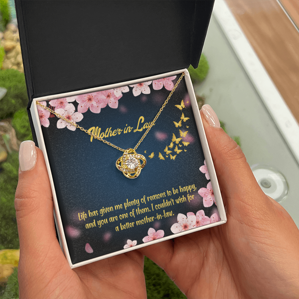 To My Mother-in-Law Plenty of Reasons Infinity Knot Necklace Message Card-Express Your Love Gifts