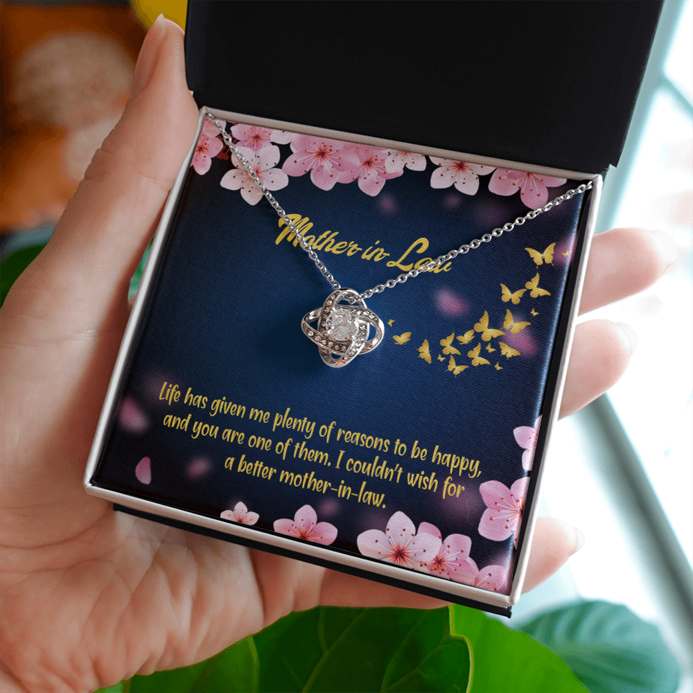 To My Mother-in-Law Plenty of Reasons Infinity Knot Necklace Message Card-Express Your Love Gifts