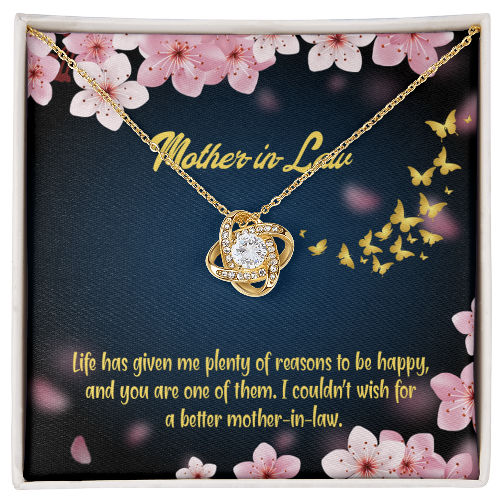 To My Mother-in-Law Plenty of Reasons Infinity Knot Necklace Message Card-Express Your Love Gifts