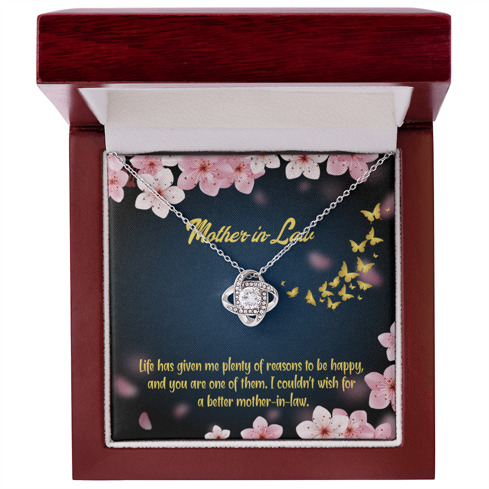 To My Mother-in-Law Plenty of Reasons Infinity Knot Necklace Message Card-Express Your Love Gifts