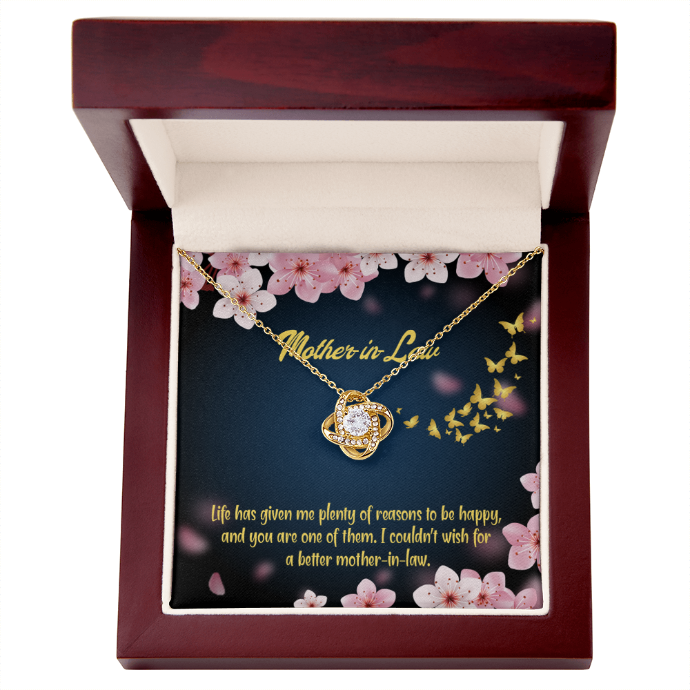 To My Mother-in-Law Plenty of Reasons Infinity Knot Necklace Message Card-Express Your Love Gifts