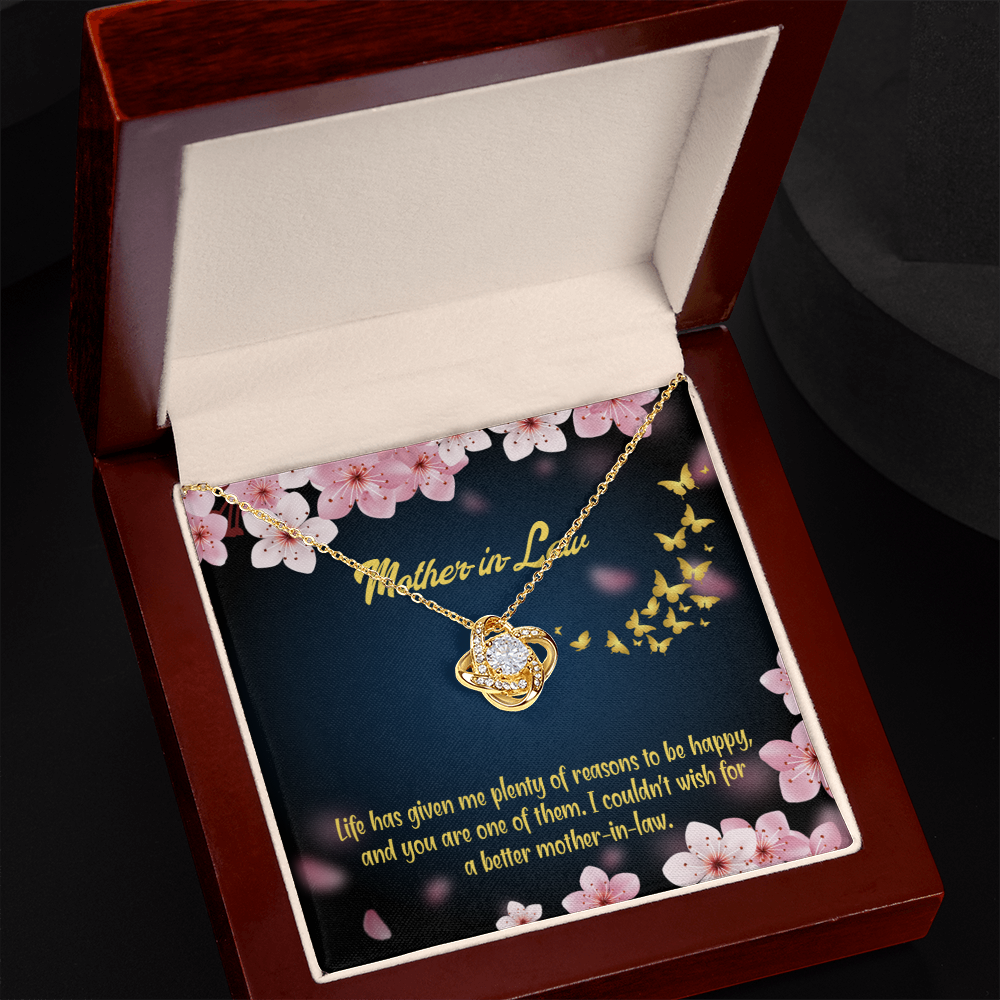 To My Mother-in-Law Plenty of Reasons Infinity Knot Necklace Message Card-Express Your Love Gifts