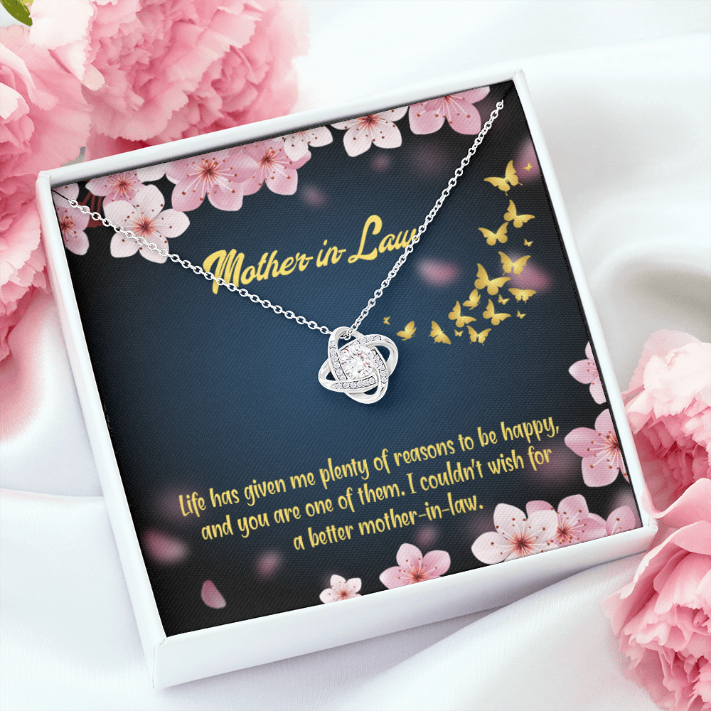 To My Mother-in-Law Plenty of Reasons Infinity Knot Necklace Message Card-Express Your Love Gifts