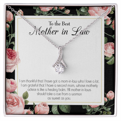 To My Mother-in-Law Second Mom Alluring Ribbon Necklace Message Card-Express Your Love Gifts