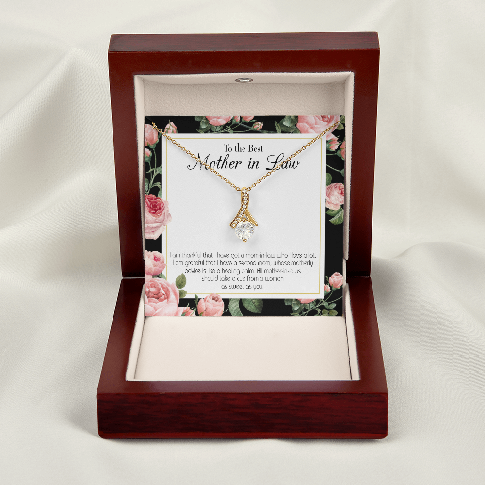 To My Mother-in-Law Second Mom Alluring Ribbon Necklace Message Card-Express Your Love Gifts