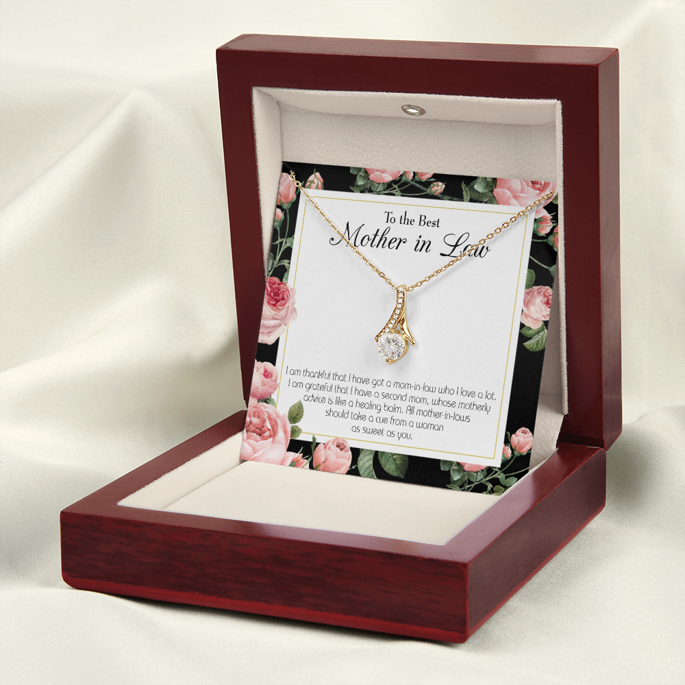 To My Mother-in-Law Second Mom Alluring Ribbon Necklace Message Card-Express Your Love Gifts