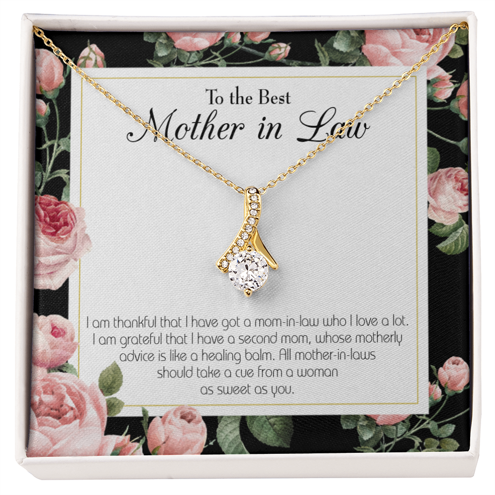 To My Mother-in-Law Second Mom Alluring Ribbon Necklace Message Card-Express Your Love Gifts