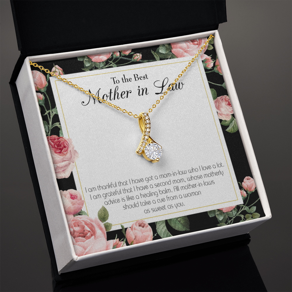 To My Mother-in-Law Second Mom Alluring Ribbon Necklace Message Card-Express Your Love Gifts