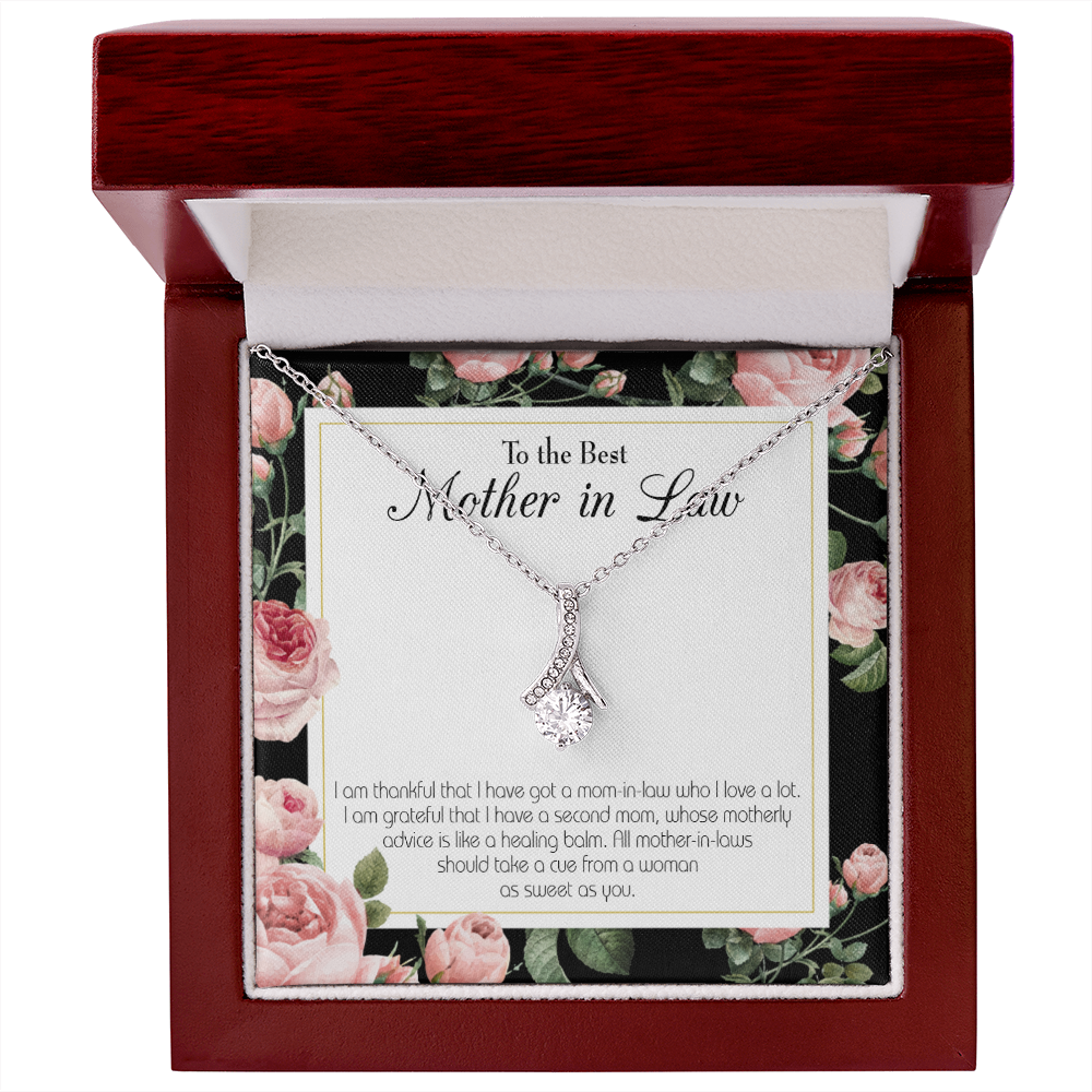 To My Mother-in-Law Second Mom Alluring Ribbon Necklace Message Card-Express Your Love Gifts