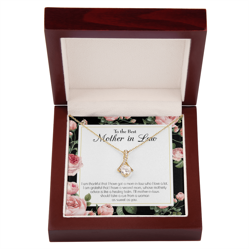 To My Mother-in-Law Second Mom Alluring Ribbon Necklace Message Card-Express Your Love Gifts