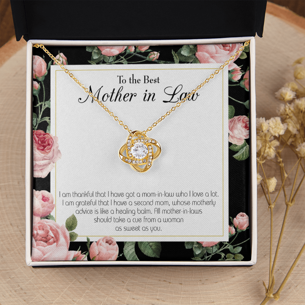 To My Mother-in-Law Second Mom Infinity Knot Necklace Message Card-Express Your Love Gifts