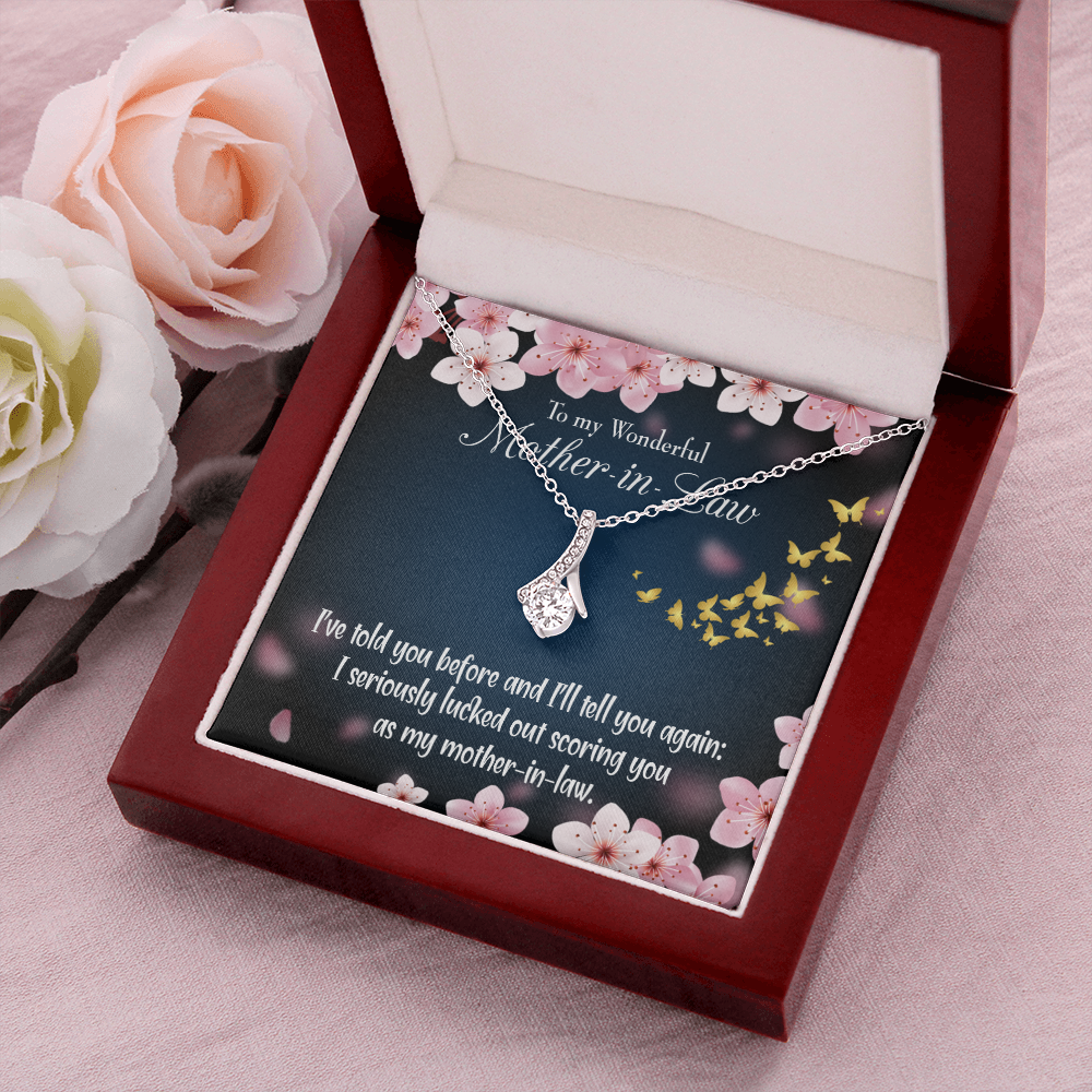 To My Mother-in-Law Seriously Lucky Alluring Ribbon Necklace Message Card-Express Your Love Gifts