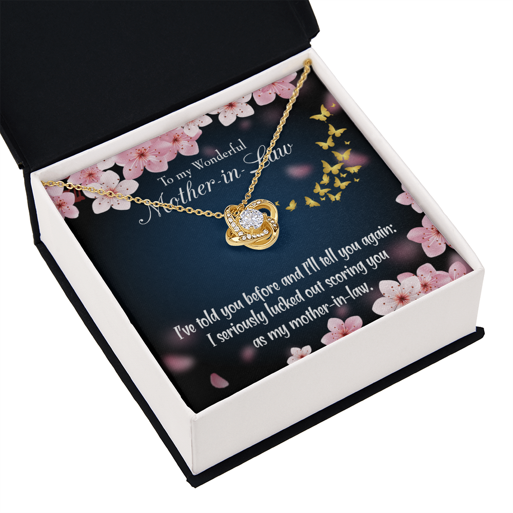 To My Mother-in-Law Seriously Lucky Infinity Knot Necklace Message Card-Express Your Love Gifts