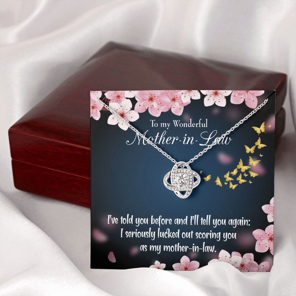 To My Mother-in-Law Seriously Lucky Infinity Knot Necklace Message Card-Express Your Love Gifts