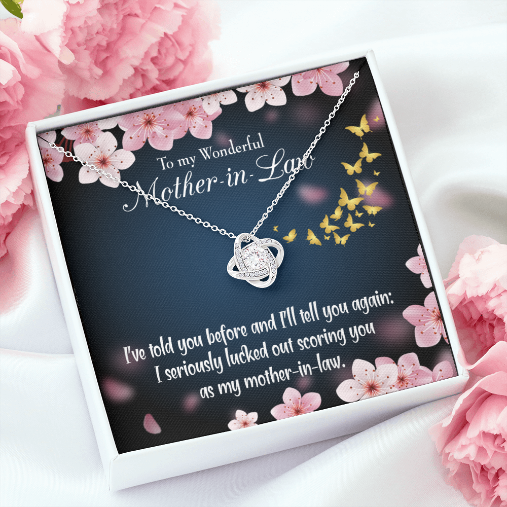 To My Mother-in-Law Seriously Lucky Infinity Knot Necklace Message Card-Express Your Love Gifts