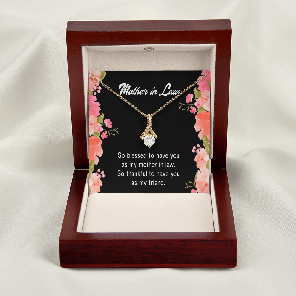 To My Mother-in-Law So Blessed Alluring Ribbon Necklace Message Card-Express Your Love Gifts