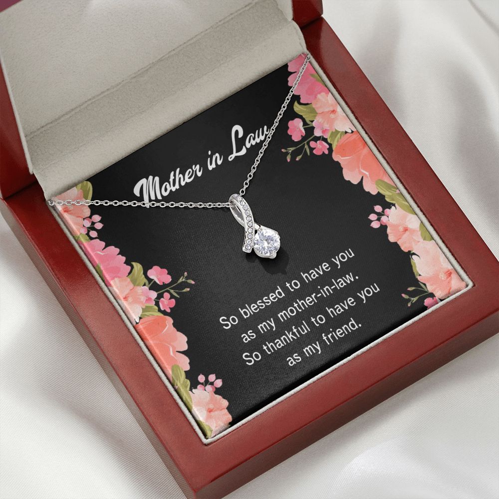 To My Mother-in-Law So Blessed Alluring Ribbon Necklace Message Card-Express Your Love Gifts