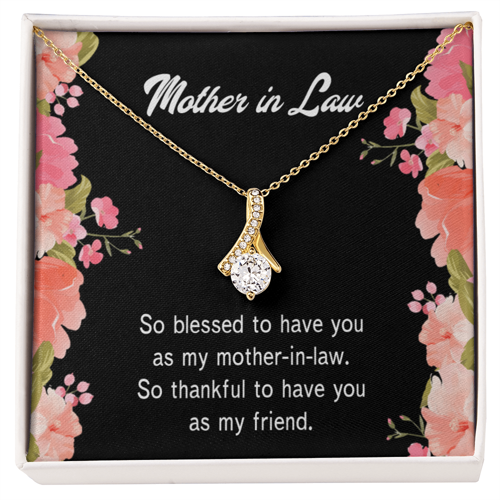 To My Mother-in-Law So Blessed Alluring Ribbon Necklace Message Card-Express Your Love Gifts