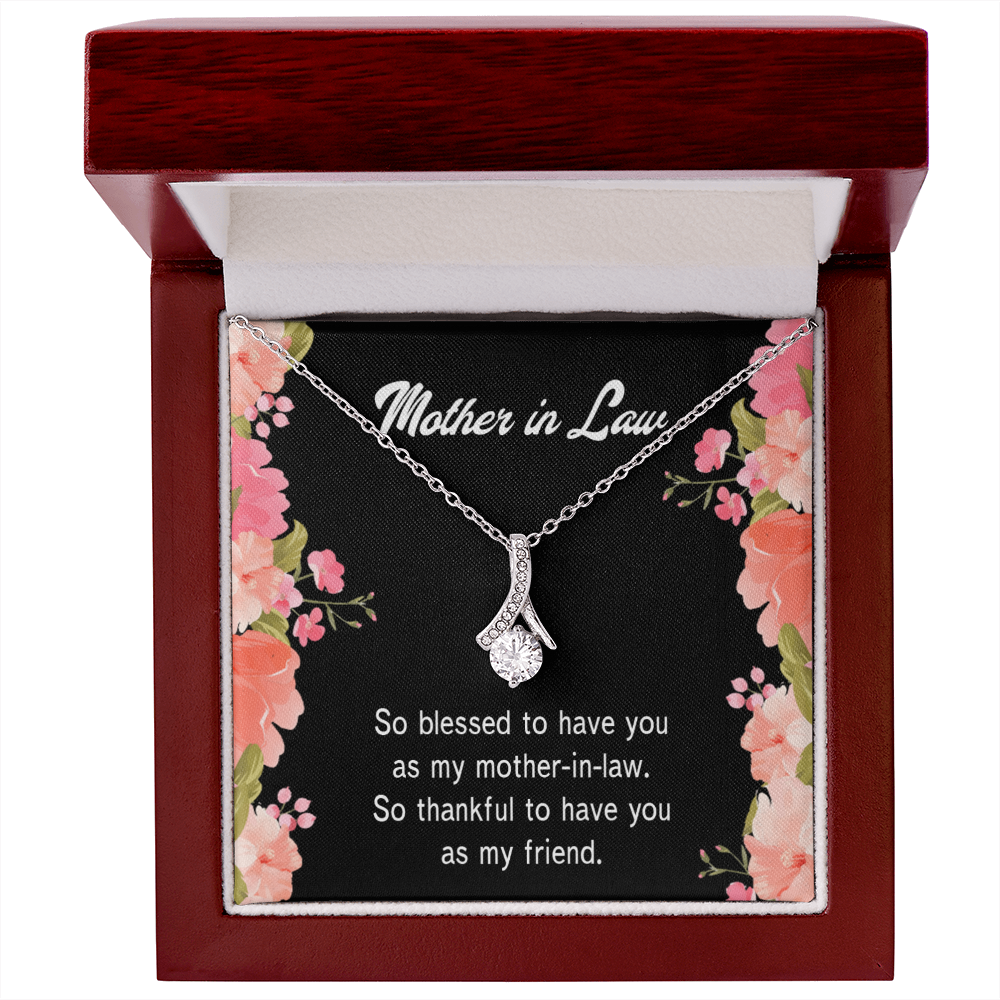 To My Mother-in-Law So Blessed Alluring Ribbon Necklace Message Card-Express Your Love Gifts