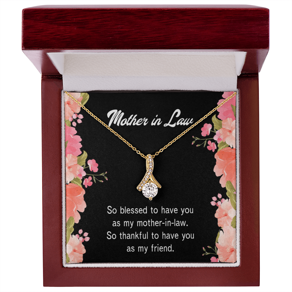 To My Mother-in-Law So Blessed Alluring Ribbon Necklace Message Card-Express Your Love Gifts