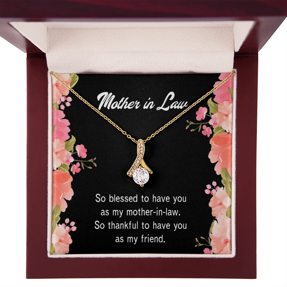 To My Mother-in-Law So Blessed Alluring Ribbon Necklace Message Card-Express Your Love Gifts