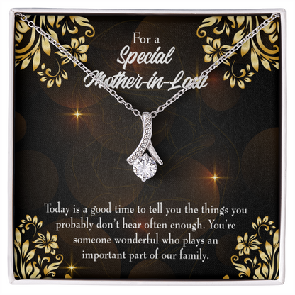 To My Mother-in-Law Someone Wonderful Alluring Ribbon Necklace Message Card-Express Your Love Gifts