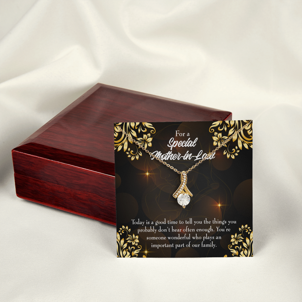 To My Mother-in-Law Someone Wonderful Alluring Ribbon Necklace Message Card-Express Your Love Gifts