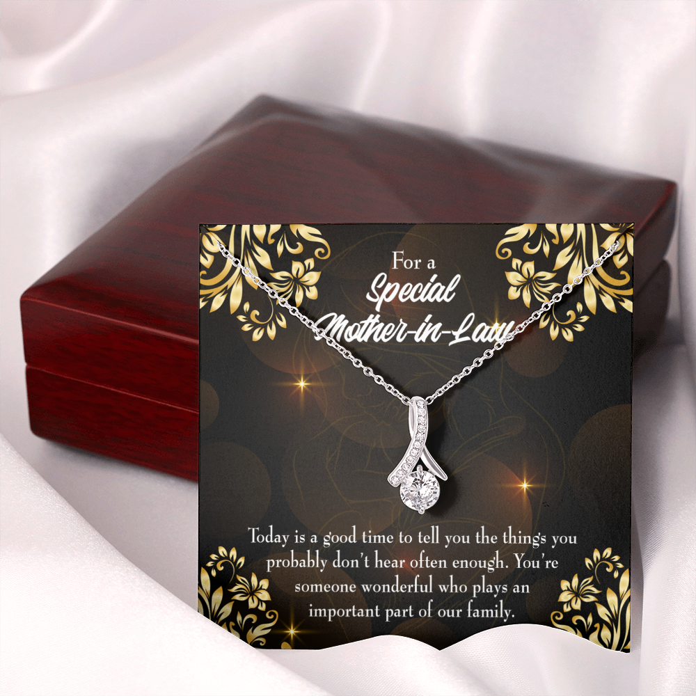 To My Mother-in-Law Someone Wonderful Alluring Ribbon Necklace Message Card-Express Your Love Gifts