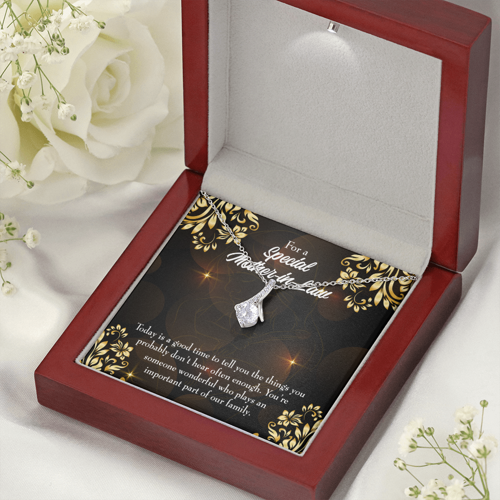 To My Mother-in-Law Someone Wonderful Alluring Ribbon Necklace Message Card-Express Your Love Gifts