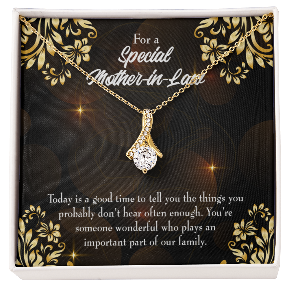 To My Mother-in-Law Someone Wonderful Alluring Ribbon Necklace Message Card-Express Your Love Gifts