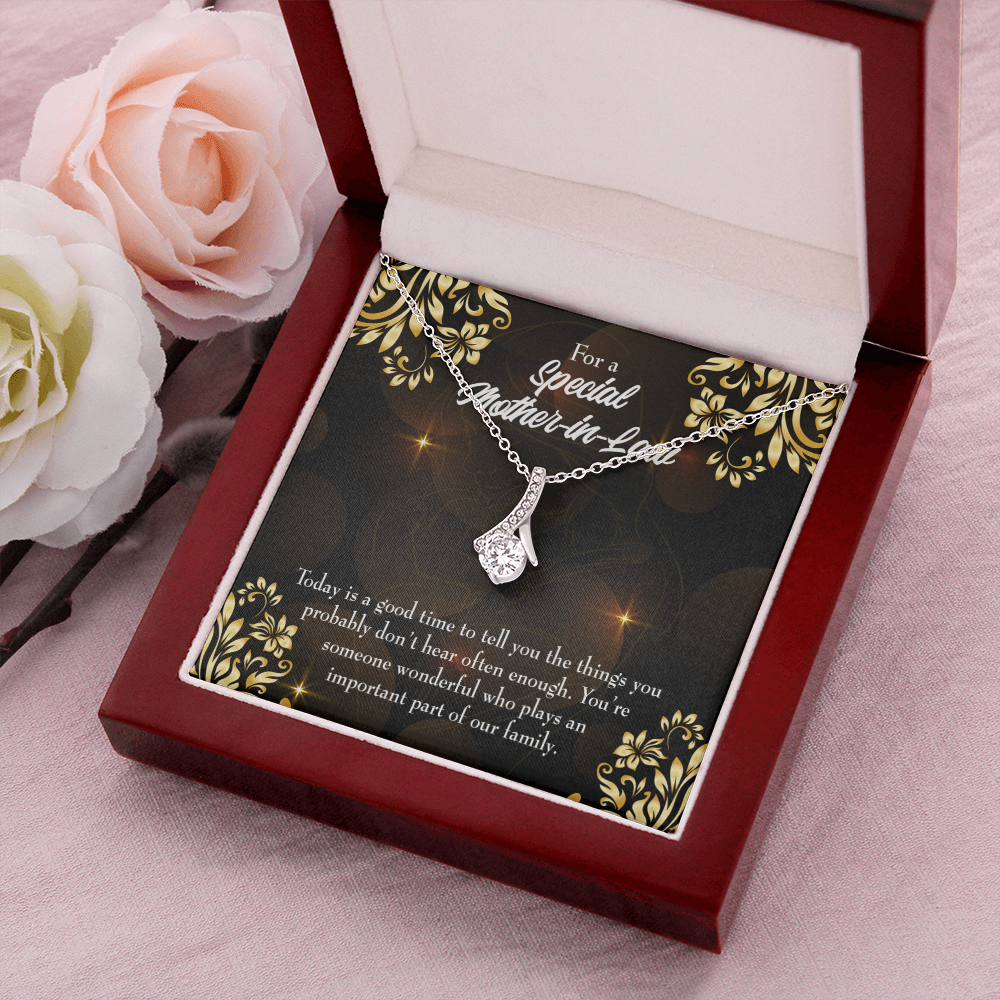 To My Mother-in-Law Someone Wonderful Alluring Ribbon Necklace Message Card-Express Your Love Gifts