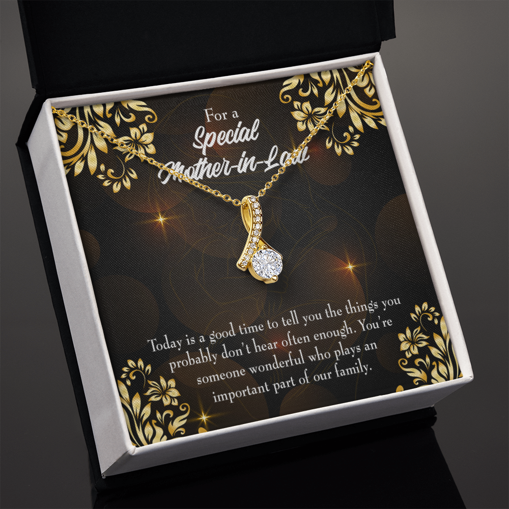 To My Mother-in-Law Someone Wonderful Alluring Ribbon Necklace Message Card-Express Your Love Gifts