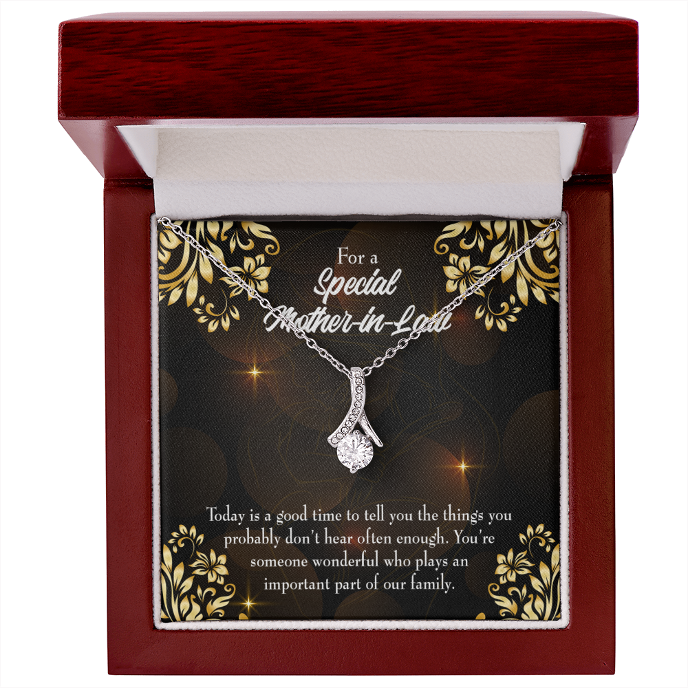 To My Mother-in-Law Someone Wonderful Alluring Ribbon Necklace Message Card-Express Your Love Gifts